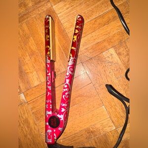 Ultra CHI Flat Iron 1”Heat Plate GF1010 Pink/Gold Floral/Damask Straightener T31